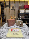 Coac_h Maggie Medium Leather Tote Bag In Blocked Signature Canvas With Box And Dust Bag (White-7933)