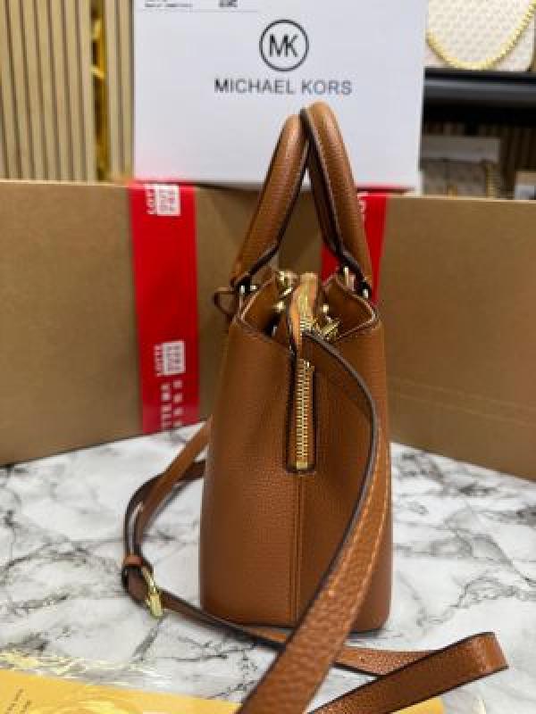 Michae_l Kors Camille Satchel Hand Bag In Signature Logo With Double Og Box And Dust Bag (Brown)