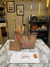 Christia_n Louboutin Cabata Patent Leather Graphic Tote Bag With Pouch & Dust Bag (66375) (Beige)
