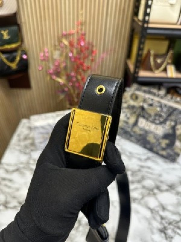 Christian Dio_r Montaigne Handbag With Og Box Dust Bag & Carry Bag Black (V-78831)
