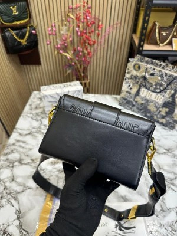Christian Dio_r Montaigne Handbag With Og Box Dust Bag & Carry Bag Black (V-78831)