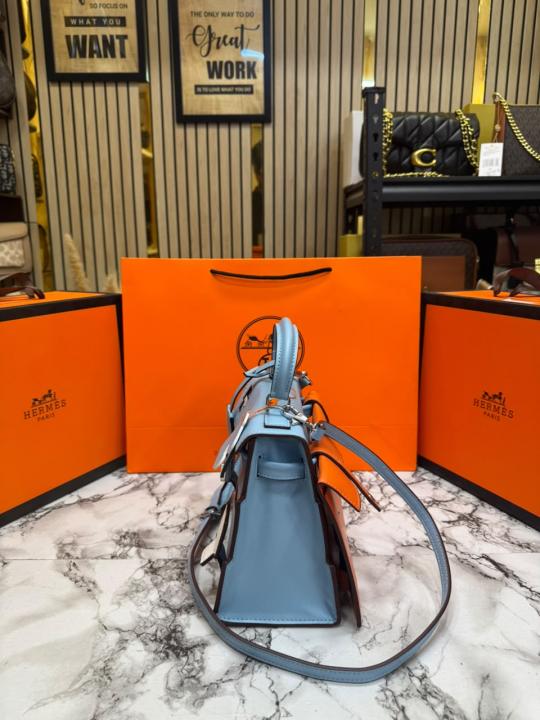 Herme_s Kelly Doll Mini Top Handle Crossbody Bag With Box And Dust Bag Including Carry Bag (Blue)