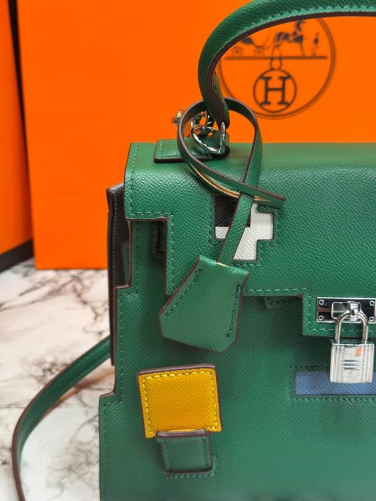 Herme_s Kelly Doll Mini Top Handle Crossbody Bag With Box And Dust Bag Including Carry Bag (Green)