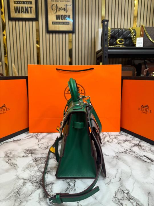 Herme_s Kelly Doll Mini Top Handle Crossbody Bag With Box And Dust Bag Including Carry Bag (Green)