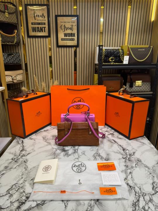 Herme_s Kelly Doll Mini Top Handle Crossbody Bag With Box And Dust Bag Including Carry Bag (Plum)