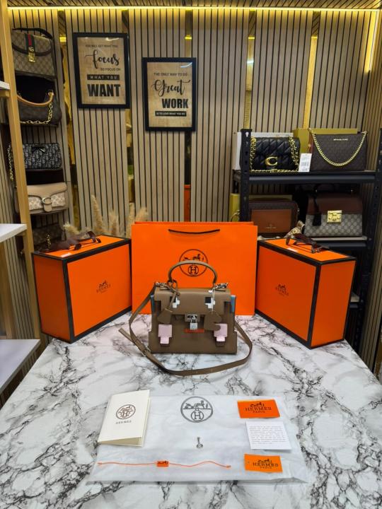 Herme_s Kelly Doll Mini Top Handle Crossbody Bag With Box And Dust Bag Including Carry Bag (Khaki)