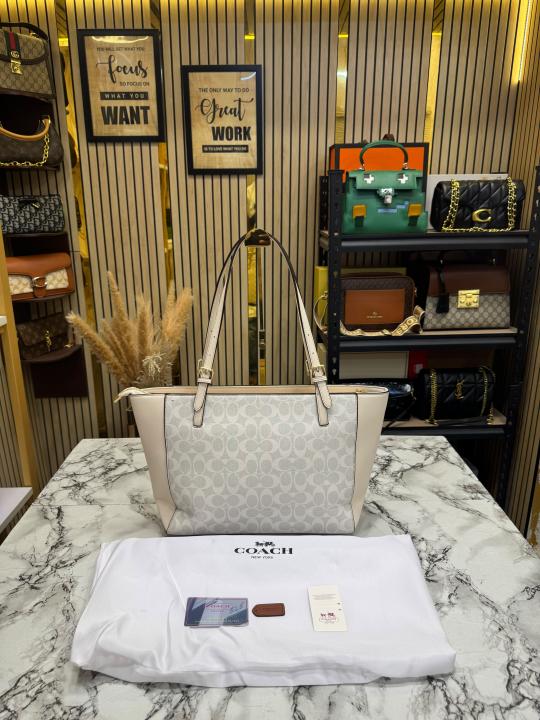 Coac_h City Signature Canvas Tote Bag With Dust Bag (Beige) (361)