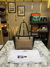 Coac_h City Signature Canvas Tote Bag With Dust Bag (Apricot-Black) (361)