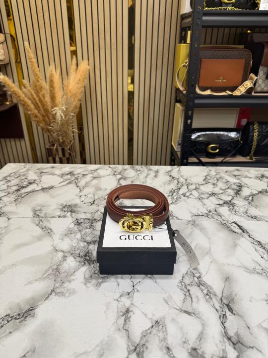 Gucc_i GG Marmont Leather Belt (Brown)