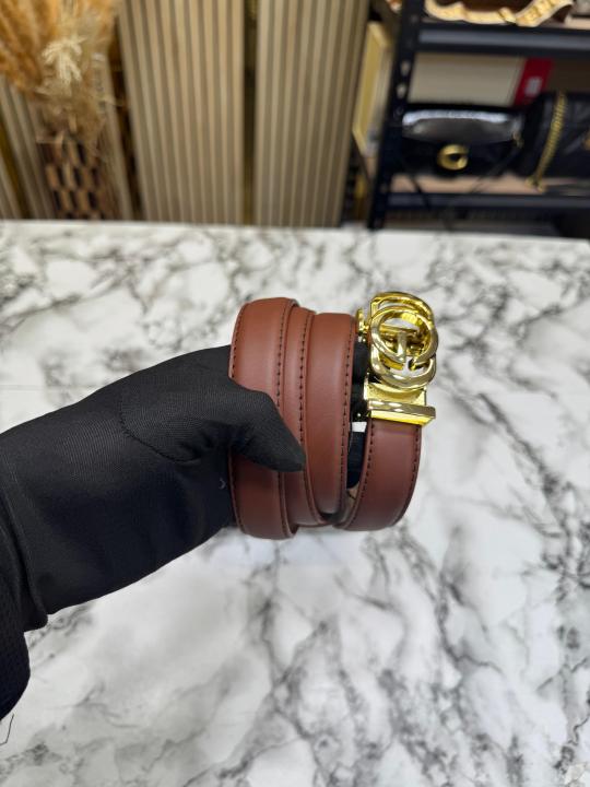 Gucc_i GG Marmont Leather Belt (Brown)