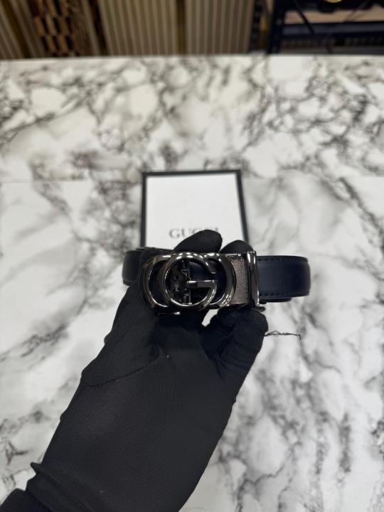Gucc_i GG Marmont Silver Buckle Leather Belt