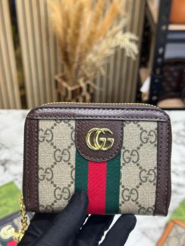 Gucc_i GG Supreme Canvas Ophidia Mini Wallet With Stripe Including Box (coffee) (AAAD66)