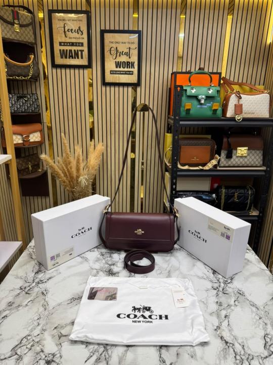 Coac_h Etta Flap Crossbody Bag With Box And Dust Bag (Wine)