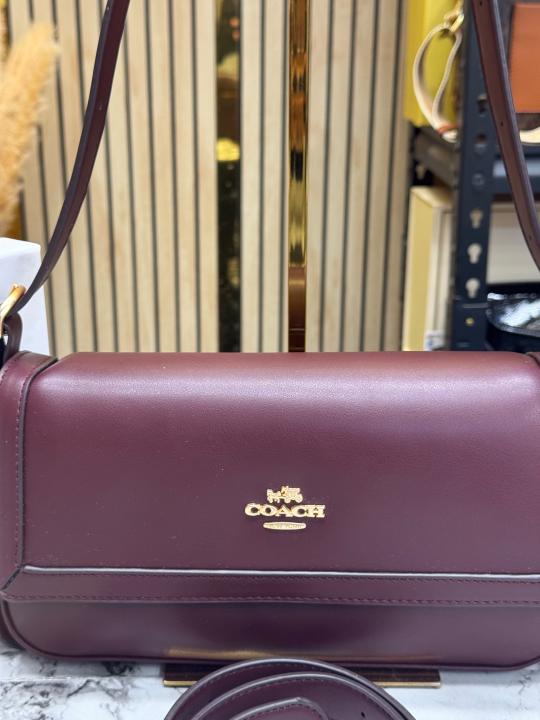 Coac_h Etta Flap Crossbody Bag With Box And Dust Bag (Wine)