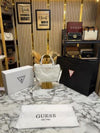 Guess Zaina Textured Structured HandBag With Box And Dust Bag Including Carry Bag (White)