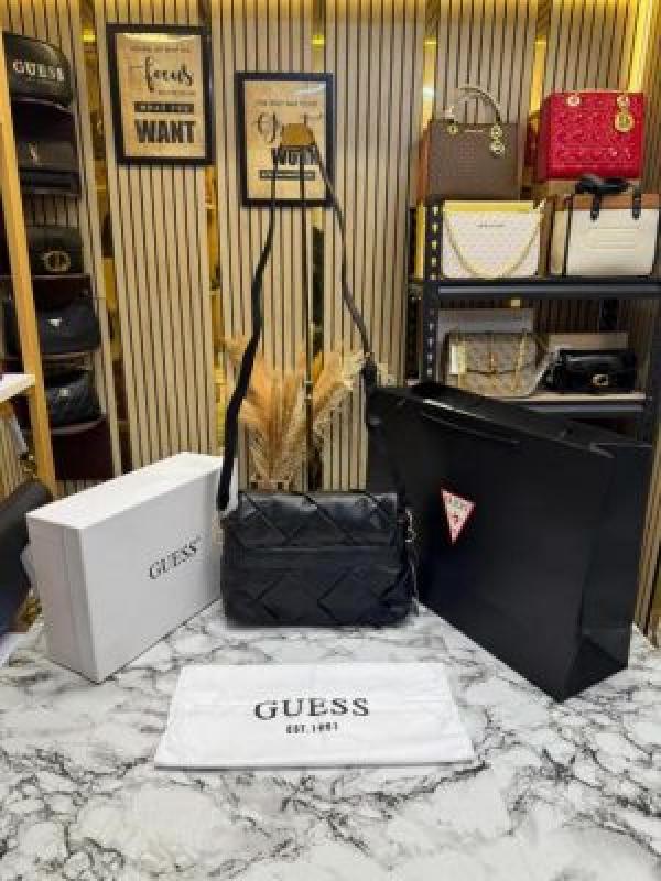 Guess Quilted Crossbody Bag With Box And Dust Bag Including (Black)