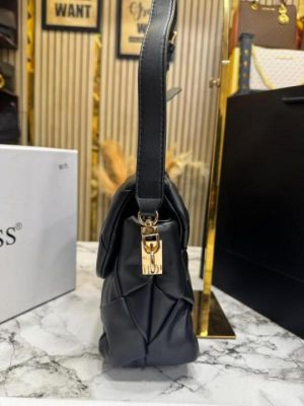 Guess Quilted Crossbody Bag With Box And Dust Bag Including (Black)