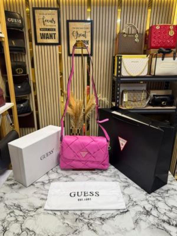 Guess Quilted Crossbody Bag With Box And Dust Bag Including (Pink)