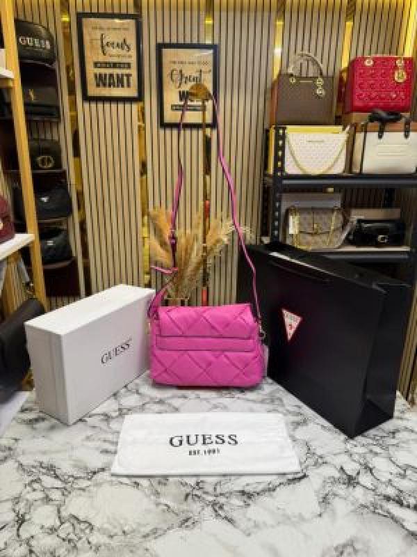 Guess Quilted Crossbody Bag With Box And Dust Bag Including (Pink)