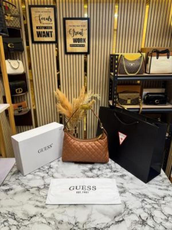 Guess Rianee Shoulder Bag With Box And Dust Bag Including Carry Bag (Brown)