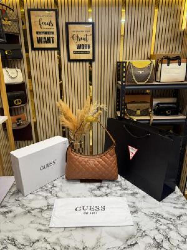 Guess Rianee Shoulder Bag With Box And Dust Bag Including Carry Bag (Brown)