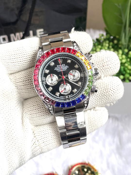 ROLE X RAINBOW DIAMOND SILVER BLACK DIAL AT235