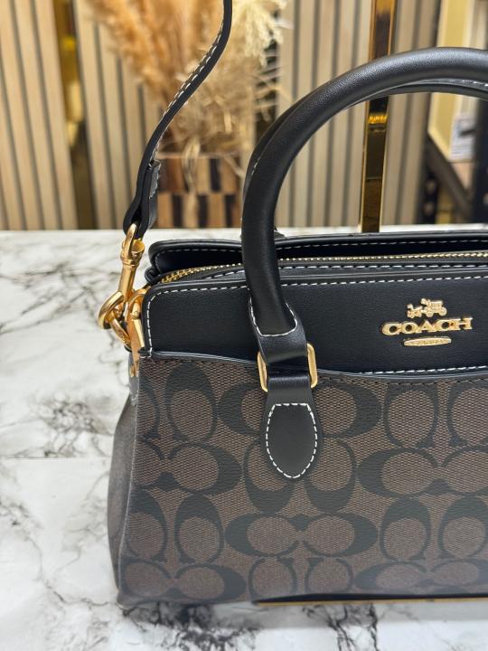 Coac_h Darcie Signature Canvas Satchel Bag With Crossbody Strap And Dust Bag (Coffee-2387)
