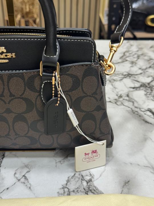 Coac_h Darcie Signature Canvas Satchel Bag With Crossbody Strap And Dust Bag (Coffee-2387)