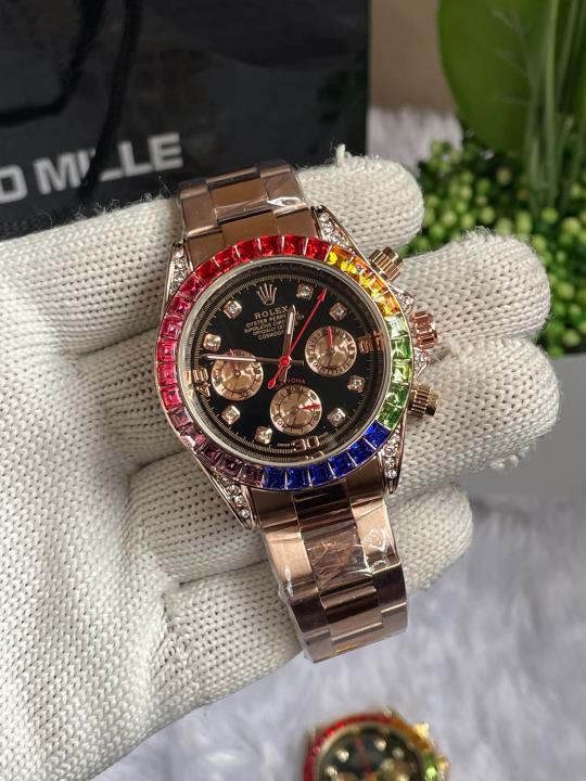 ROLEEX Rainbow Rose Gold Black Dial AT235
