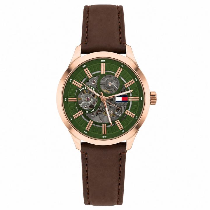 Tommy Hillfiger Automatic Open Heart Brown Belt Green Dial