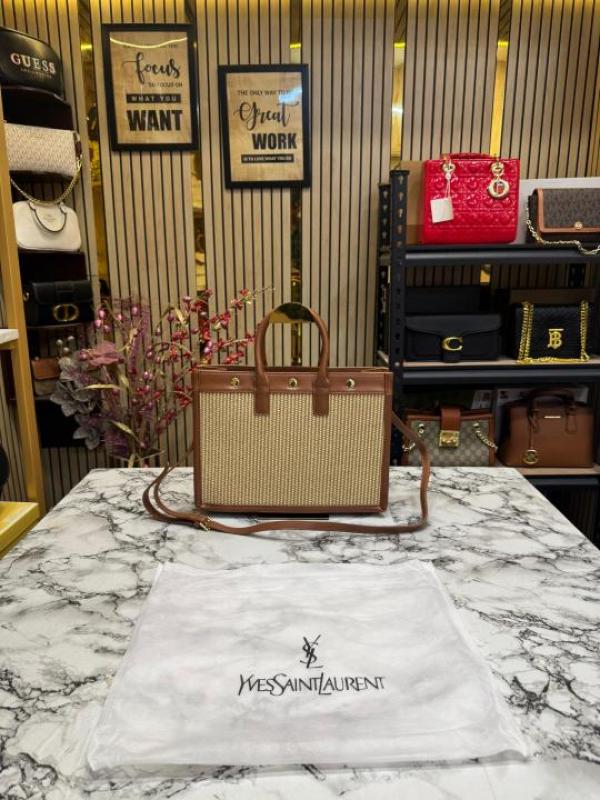 Ysl Yves Saint Laurent Rive Gauche Handbag With Dust Bag (Brown) (V-2852)