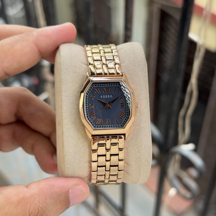 FossiilWomen Harlow Rosegold Blue Dial Heavy Quality