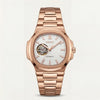 Seiko Mens Automatic Open Heart Rosegold White