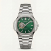 Seiko Mens Automatic Open Heart Silver Green
