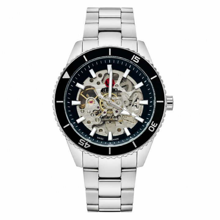 RadoMen Captain Cook Hightech Automatic Silver Black Dial Open Heart