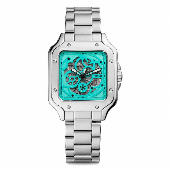 FossilAutomatic Inscription BQ2573 Skeleton Silver Tiffany Blue dial