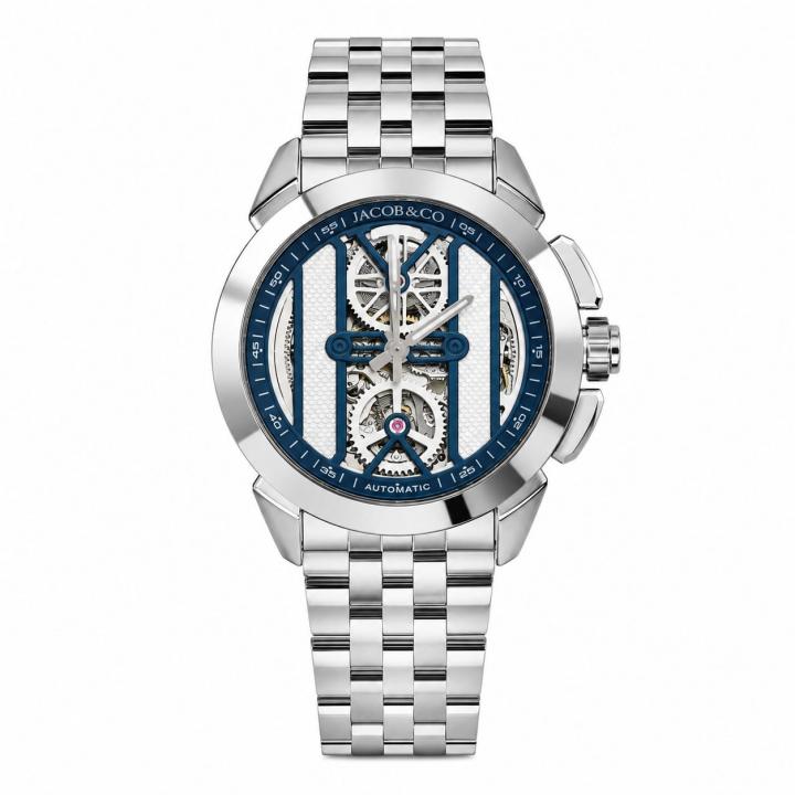 Jacob & Co. Epic X Skeleton Automatic Open Heart Silver Blue Dial