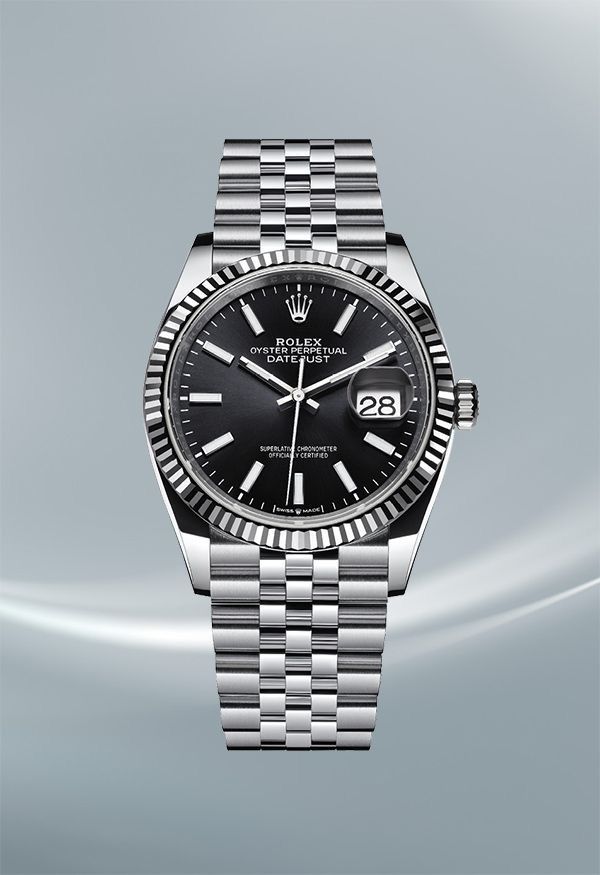 Rolee_x Oyst uuer Perpetual Date Just Silver-Black