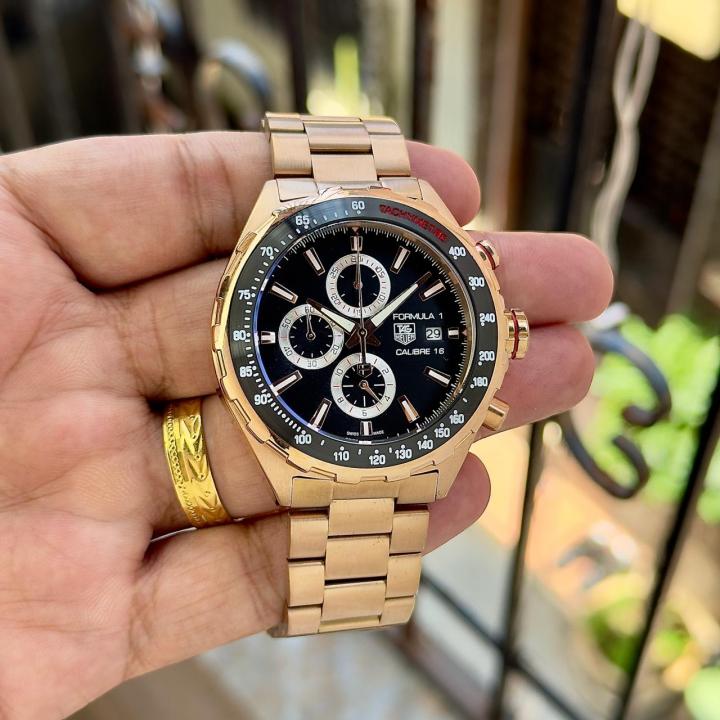 Tag HeuerFormula 1 Caliber 16 Chronograph Rose Gold Black Dial