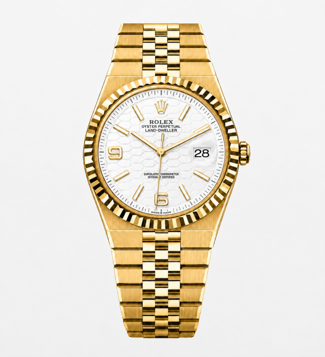 RolexLand-Dweller Automatic Gold White Dial