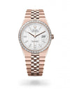 RolexLand-Dweller Diamond-Set Bezel Automatic Rose Gold White Dial