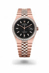 RolexLand-Dweller Diamond-Set Bezel Automatic Rose Gold Black Dial