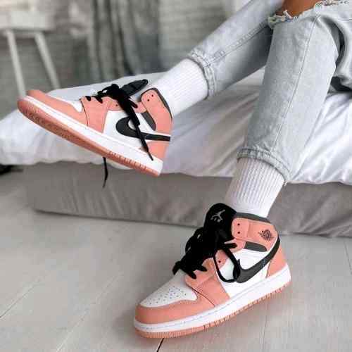 nikee air jorden 1 mid gs pink quartz for her