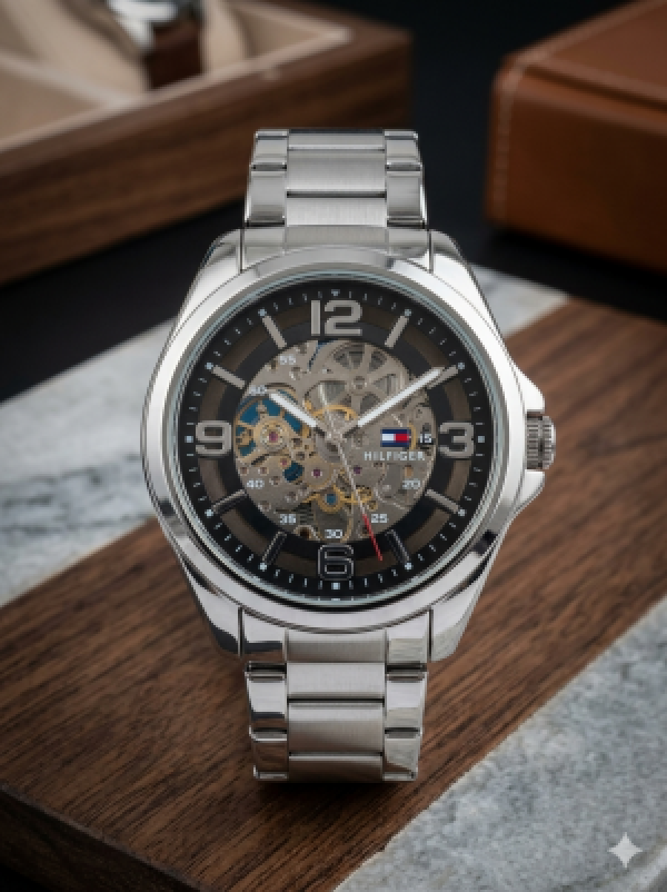 TOMM Y HILFIGER AUTOMATIC WATCH SIL BLACK 502