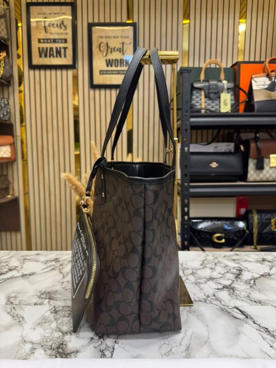 Coac_h City Tote Signature Canvas Tote Bag Including Pouch And Dust Bag (Coffee) (8020)