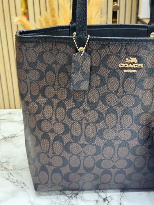 Coac_h City Tote Signature Canvas Tote Bag Including Pouch And Dust Bag (Coffee) (8020)