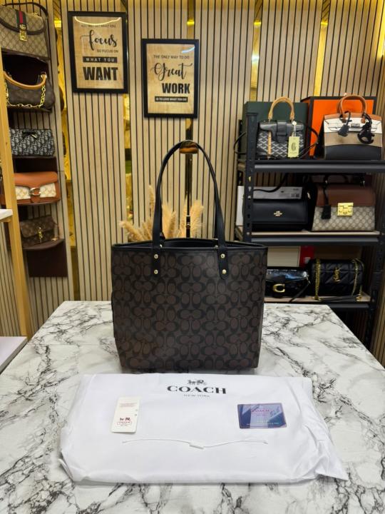 Coac_h City Tote Signature Canvas Tote Bag Including Pouch And Dust Bag (Coffee) (8020)