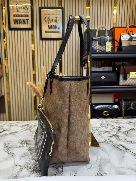Coac_h City Tote Signature Canvas Tote Bag Including Pouch And Dust Bag (Khaki) (8020)
