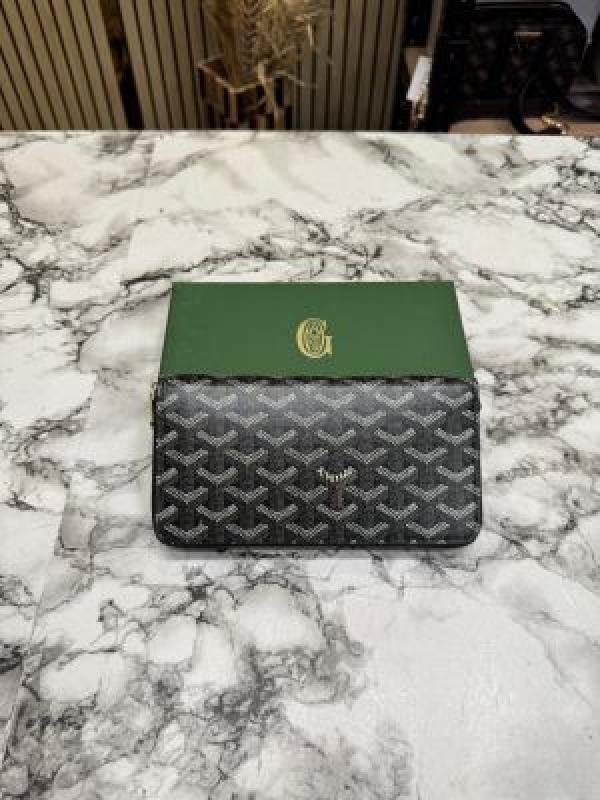 Goyar_d Matignon GM Signature Chevron Long Wallet With Box (Black) (AAA60017)