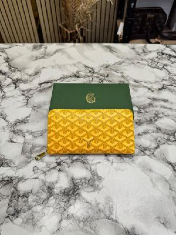 Goyar_d Matignon GM Signature Chevron Long Wallet With Box (Green) (AAA60017)